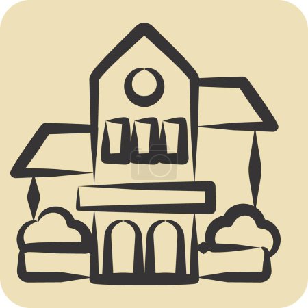 Ilustración de Icono Bishop Museum. relacionado con el símbolo de Hawaii. estilo dibujado a mano. diseño simple editable. vector - Imagen libre de derechos