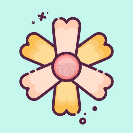 Illustration for Icon Marigold. related to Flowers symbol. MBE style. simple design editable. simple illustration - Royalty Free Image