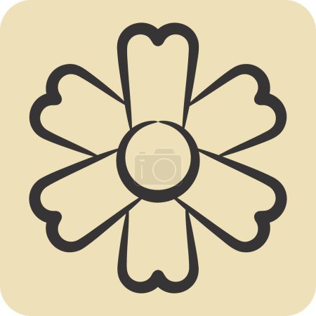Illustration for Icon Marigold. related to Flowers symbol. hand drawn style. simple design editable. simple illustration - Royalty Free Image