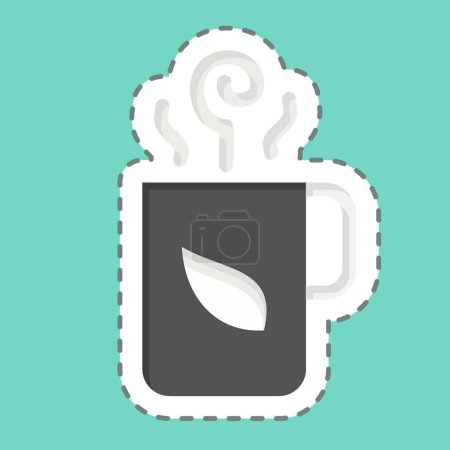 Ilustración de Etiqueta engomada línea corte té caliente. relacionado con el símbolo del té. diseño simple editable. ilustración simple. té verde - Imagen libre de derechos