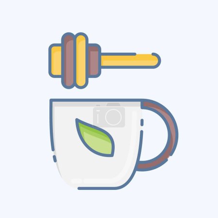 Ilustración de Icono té de miel. relacionado con el símbolo del té. estilo garabato. diseño simple editable. ilustración simple. té verde - Imagen libre de derechos