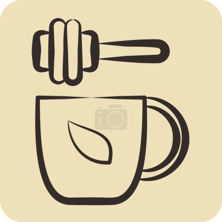 Ilustración de Icono té de miel. relacionado con el símbolo del té. estilo dibujado a mano. diseño simple editable. ilustración simple. té verde - Imagen libre de derechos