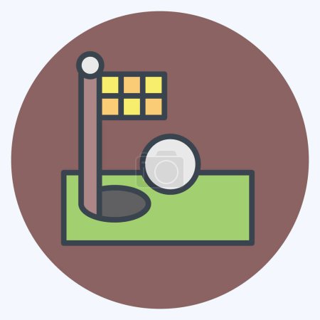Illustration for Icon Flag. related to Golf symbol. color mate style. simple design editable. simple illustration - Royalty Free Image
