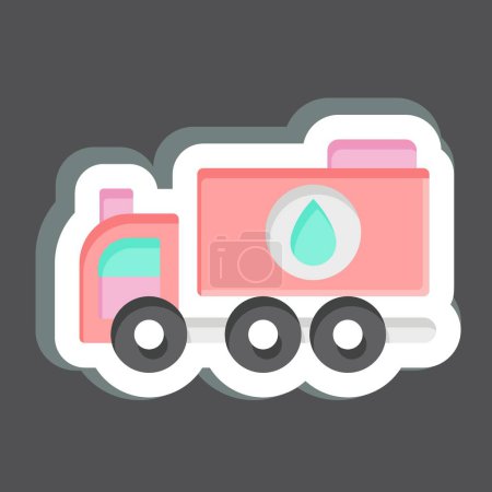 Illustration for Sticker Water Truck. related to Construction Vehicles symbol. simple design editable. simple illustration - Royalty Free Image