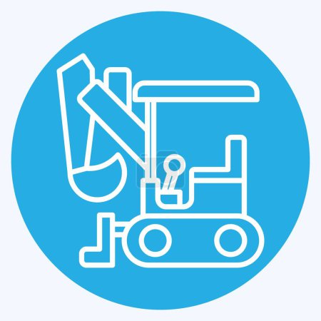 Illustration for Icon Compact Excavator. related to Construction Vehicles symbol. blue eyes style. simple design editable. simple illustration - Royalty Free Image