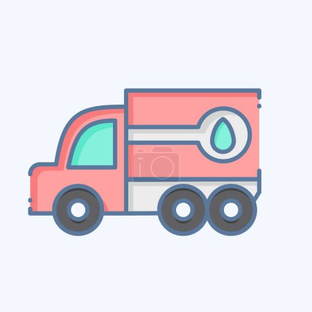 Illustration for Icon Fuel Truck. related to Construction Vehicles symbol. doodle style. simple design editable. simple illustration - Royalty Free Image