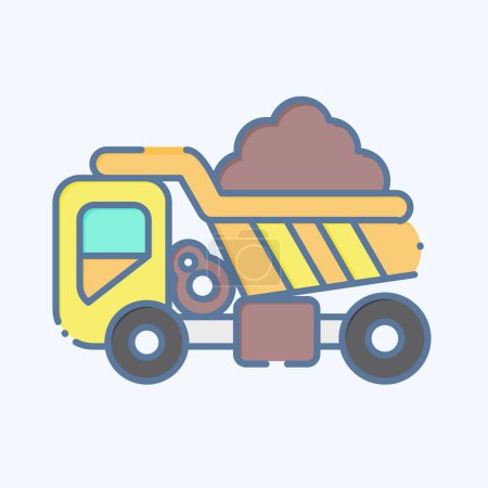 Illustration for Icon Dump Truck. related to Construction Vehicles symbol. doodle style. simple design editable. simple illustration - Royalty Free Image