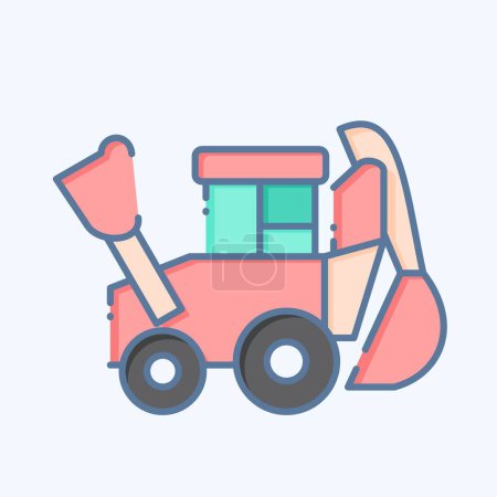 Illustration for Icon Backhoe. related to Construction Vehicles symbol. doodle style. simple design editable. simple illustration - Royalty Free Image