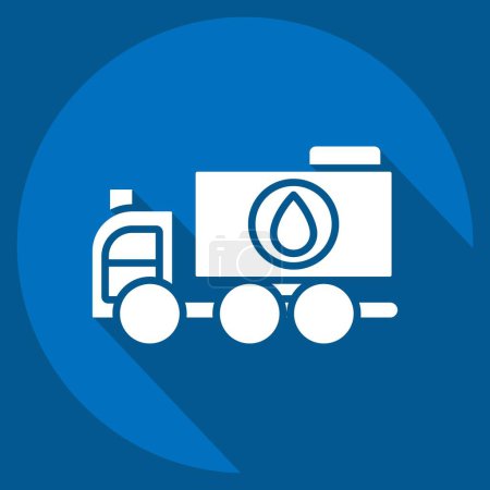 Illustration for Icon Water Truck. related to Construction Vehicles symbol. long shadow style. simple design editable. simple illustration - Royalty Free Image