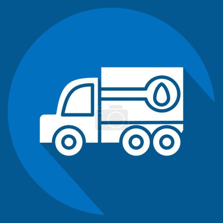 Illustration for Icon Fuel Truck. related to Construction Vehicles symbol. long shadow style. simple design editable. simple illustration - Royalty Free Image