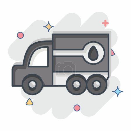 Illustration for Icon Fuel Truck. related to Construction Vehicles symbol. comic style. simple design editable. simple illustration - Royalty Free Image