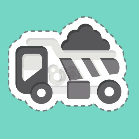 Illustration for Sticker line cut Dump Truck. related to Construction Vehicles symbol. simple design editable. simple illustration - Royalty Free Image