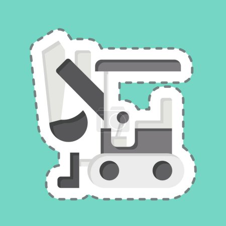 Illustration for Sticker line cut Compact Excavator. related to Construction Vehicles symbol. simple design editable. simple illustration - Royalty Free Image