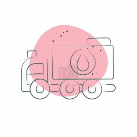 Illustration for Icon Water Truck. related to Construction Vehicles symbol. Color Spot Style. simple design editable. simple illustration - Royalty Free Image