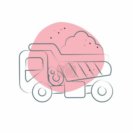 Illustration for Icon Dump Truck. related to Construction Vehicles symbol. Color Spot Style. simple design editable. simple illustration - Royalty Free Image