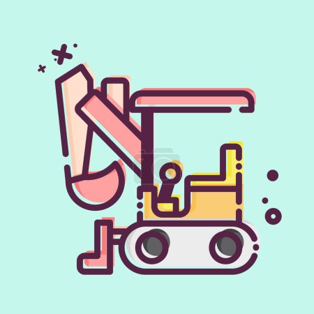 Illustration for Icon Compact Excavator. related to Construction Vehicles symbol. MBE style. simple design editable. simple illustration - Royalty Free Image