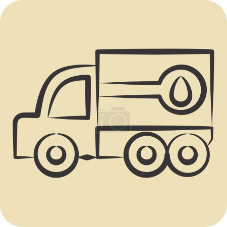 Illustration for Icon Fuel Truck. related to Construction Vehicles symbol. hand drawn style. simple design editable. simple illustration - Royalty Free Image