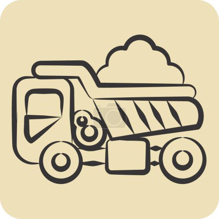 Illustration for Icon Dump Truck. related to Construction Vehicles symbol. hand drawn style. simple design editable. simple illustration - Royalty Free Image