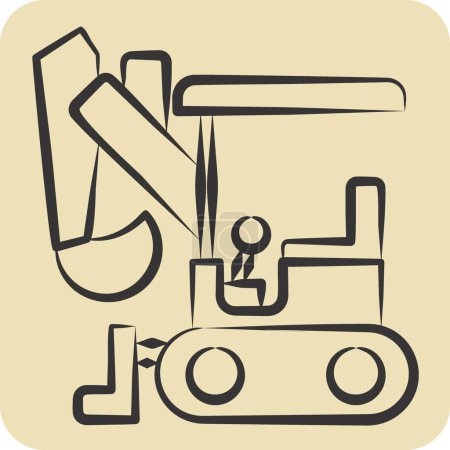 Illustration for Icon Compact Excavator. related to Construction Vehicles symbol. hand drawn style. simple design editable. simple illustration - Royalty Free Image