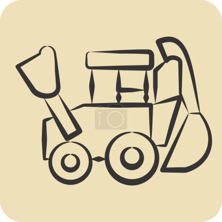 Illustration for Icon Backhoe. related to Construction Vehicles symbol. hand drawn style. simple design editable. simple illustration - Royalty Free Image