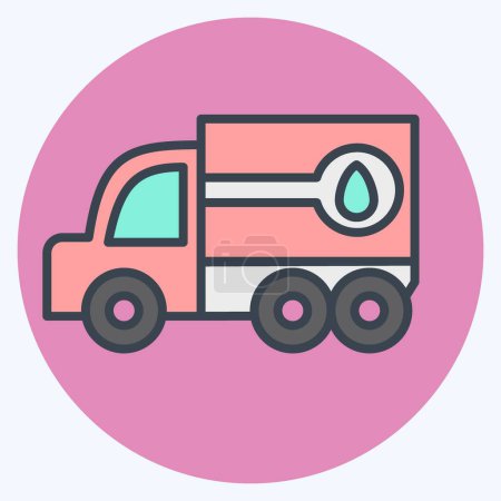 Illustration for Icon Fuel Truck. related to Construction Vehicles symbol. color mate style. simple design editable. simple illustration - Royalty Free Image