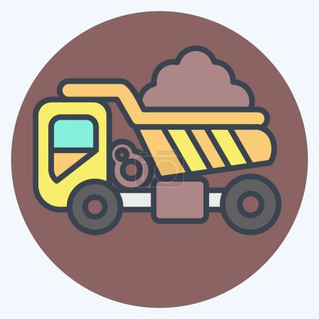 Illustration for Icon Dump Truck. related to Construction Vehicles symbol. color mate style. simple design editable. simple illustration - Royalty Free Image