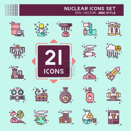 Illustration for Icon Set Nuclear. related to Nuclear symbol. MBE style. simple design editable. simple illustration - Royalty Free Image