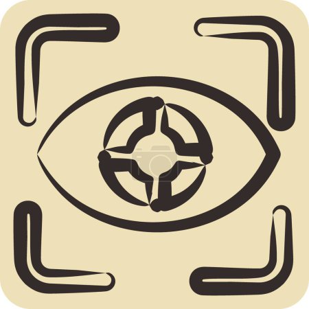 Téléchargez les illustrations : Icône Eye Tracking. lié au symbole de visualisation 3D. style dessiné à la main. conception simple modifiable. illustration simple - en licence libre de droit