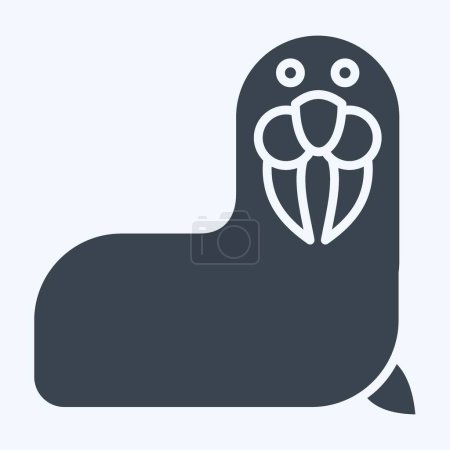 Illustration for Icon Walrus. related to Alaska symbol. glyph style. simple design editable. simple illustration - Royalty Free Image