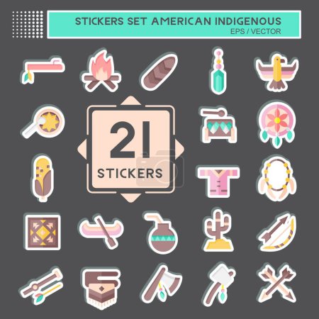 Illustration for Sticker Set American Indigenous. related to Primitive symbol. simple design editable. simple illustration - Royalty Free Image