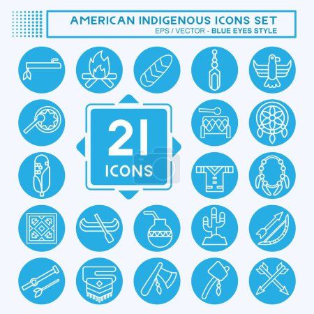 Illustration for Icon Set American Indigenous. related to Primitive symbol. blue eyes style. simple design editable. simple illustration - Royalty Free Image
