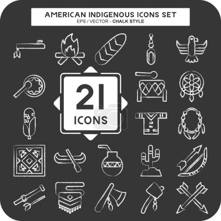 Illustration for Icon Set American Indigenous. related to Primitive symbol. chalk Style. simple design editable. simple illustration - Royalty Free Image