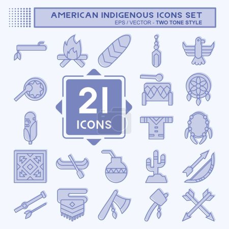 Illustration for Icon Set American Indigenous. related to Primitive symbol. two tone style. simple design editable. simple illustration - Royalty Free Image
