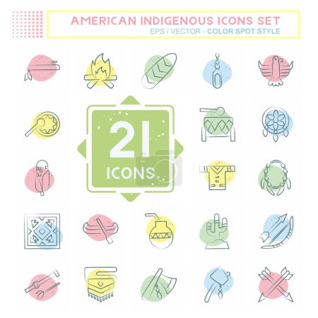 Illustration for Icon Set American Indigenous. related to Primitive symbol. Color Spot Style. simple design editable. simple illustration - Royalty Free Image