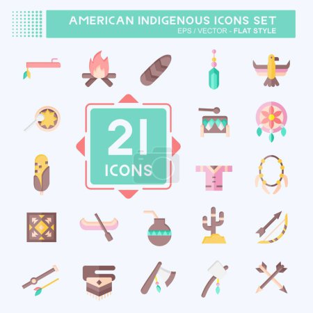 Illustration for Icon Set American Indigenous. related to Primitive symbol. flat style. simple design editable. simple illustration - Royalty Free Image