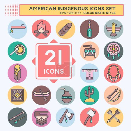 Illustration for Icon Set American Indigenous. related to Primitive symbol. color mate style. simple design editable. simple illustration - Royalty Free Image