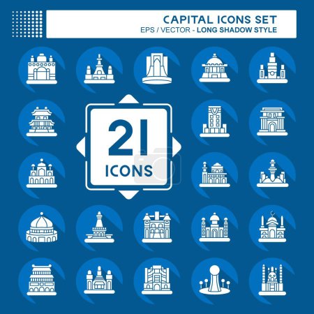Illustration for Icon Set Capital. related to Capital symbol. long shadow style. simple design editable. simple illustration - Royalty Free Image