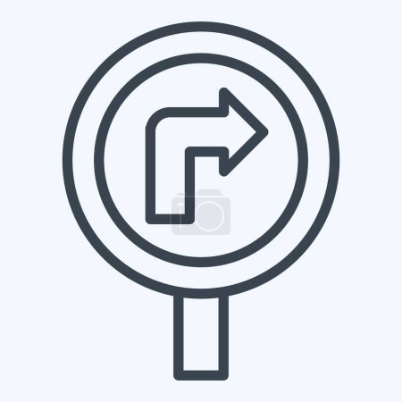 Ilustración de Icono gire a la derecha hacia adelante. relacionado con el símbolo de la señal de tráfico. estilo de línea. diseño simple editable. ilustración simple - Imagen libre de derechos
