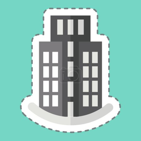 Ilustración de Rascacielos de corte de línea adhesiva. relacionado con Sticker line cut Símbolo de construcción. diseño simple editable. ilustración simple - Imagen libre de derechos