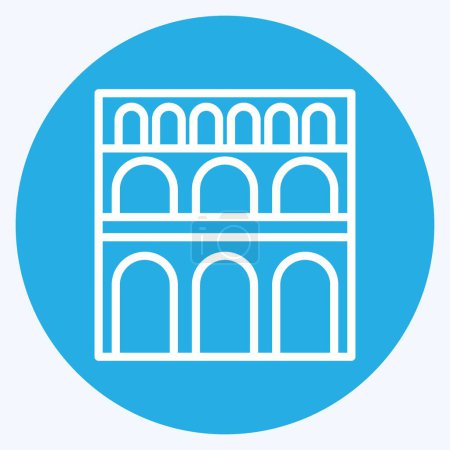 Téléchargez les illustrations : Icône Pont Du Gard. lié au symbole France. style yeux bleus. conception simple modifiable. illustration simple - en licence libre de droit