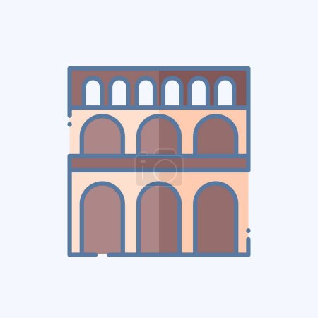 Ilustración de Icono Pont Du Gard. relacionado con el símbolo de Francia. estilo garabato. diseño simple editable. ilustración simple - Imagen libre de derechos