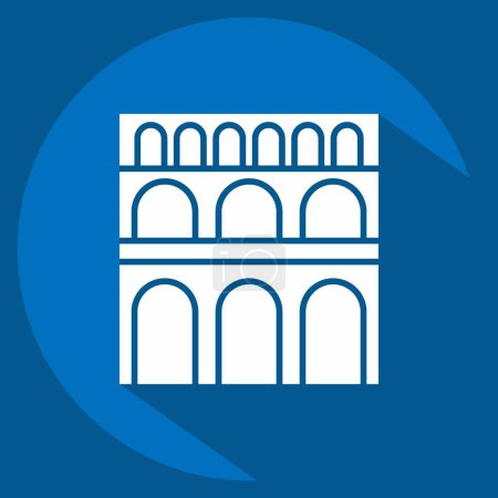 Téléchargez les illustrations : Icône Pont Du Gard. lié au symbole France. long style d'ombre. conception simple modifiable. illustration simple - en licence libre de droit