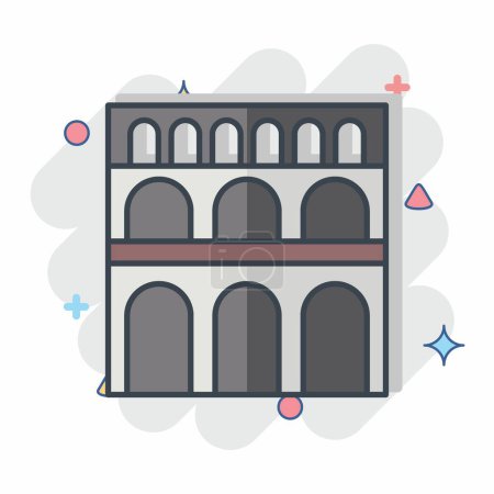 Téléchargez les illustrations : Icône Pont Du Gard. lié au symbole France. style comique. conception simple modifiable. illustration simple - en licence libre de droit