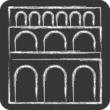 Téléchargez les illustrations : Icône Pont Du Gard. lié au symbole France. style craie. conception simple modifiable. illustration simple - en licence libre de droit