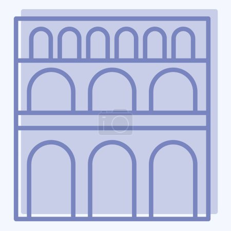 Téléchargez les illustrations : Icône Pont Du Gard. lié au symbole France. style à deux tons. conception simple modifiable. illustration simple - en licence libre de droit