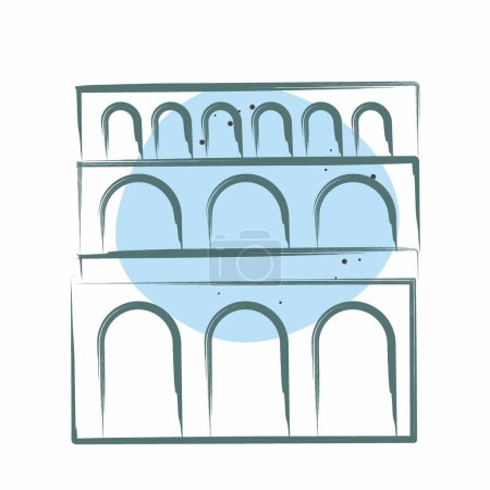 Téléchargez les illustrations : Icône Pont Du Gard. lié au symbole France. Style Color Spot. conception simple modifiable. illustration simple - en licence libre de droit