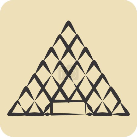 Illustration for Icon Musee Du Louvre. related to France symbol. hand drawn style. simple design editable. simple illustration - Royalty Free Image