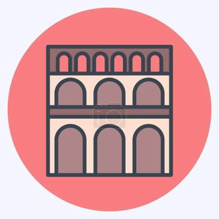 Téléchargez les illustrations : Icône Pont Du Gard. lié au symbole France. couleur mate style. conception simple modifiable. illustration simple - en licence libre de droit
