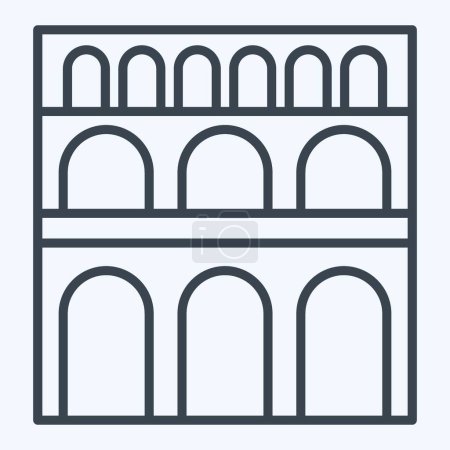 Téléchargez les illustrations : Icône Pont Du Gard. lié au symbole France. style ligne. conception simple modifiable. illustration simple - en licence libre de droit