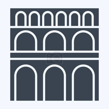 Téléchargez les illustrations : Icône Pont Du Gard. lié au symbole France. style glyphe. conception simple modifiable. illustration simple - en licence libre de droit